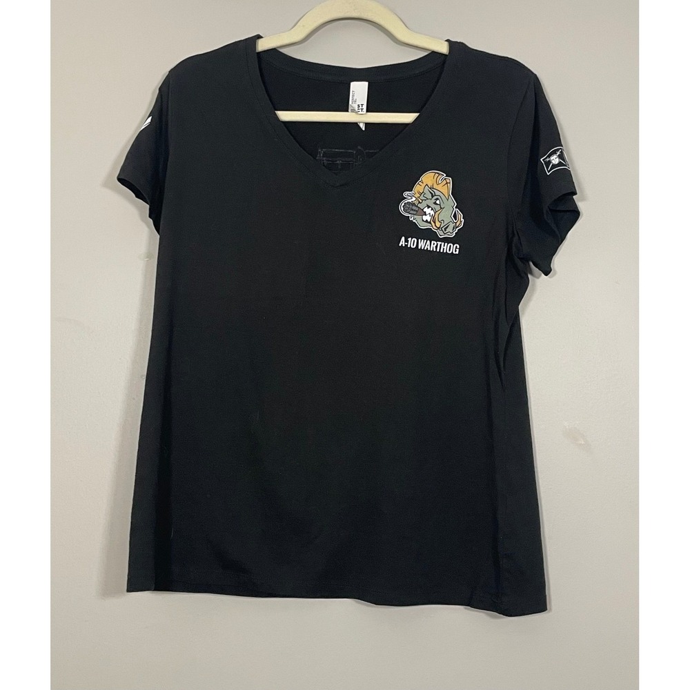 Valor Gear A-10 Warthog T-Shirt Women Large Black Excellent Military V-Neck Tee
